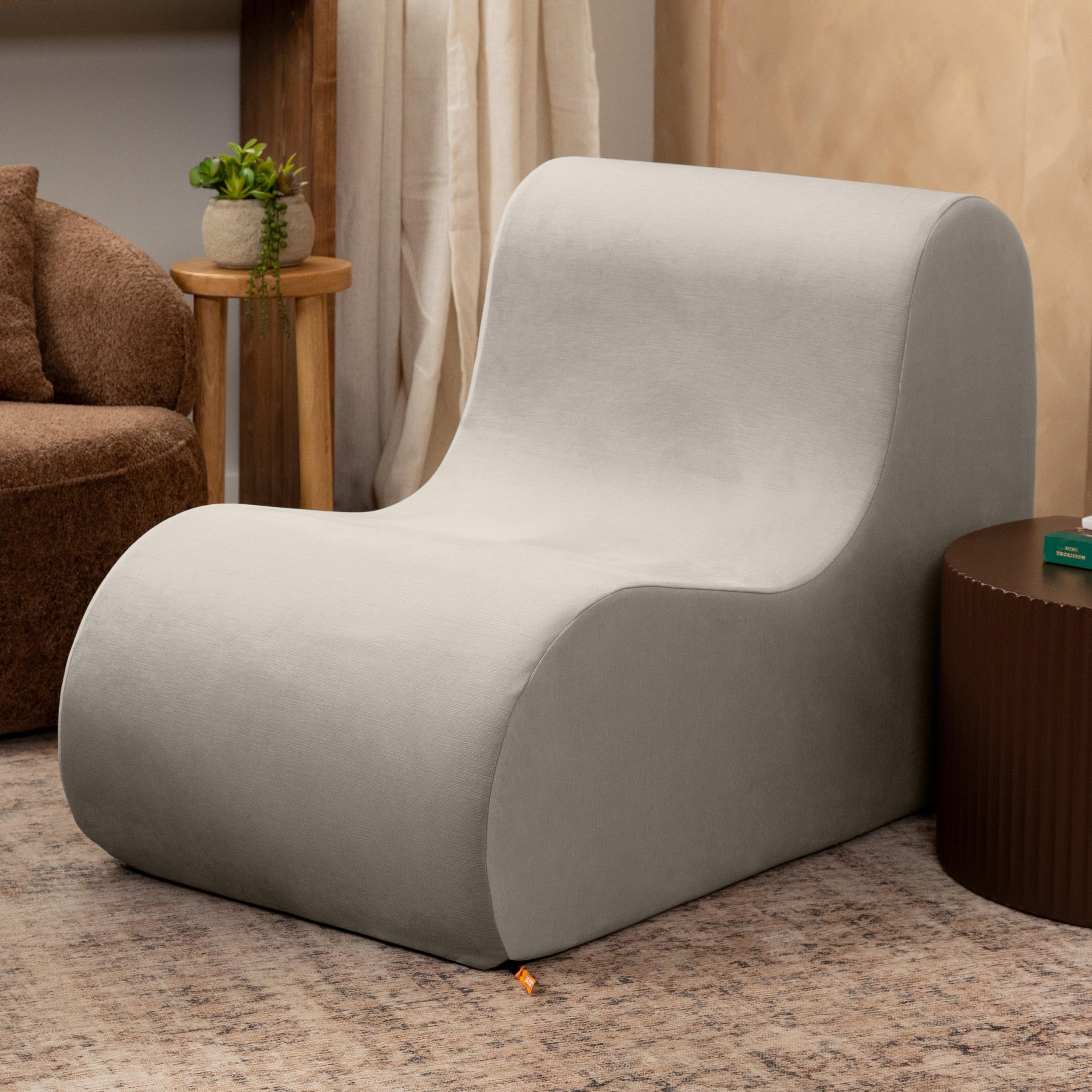 Dove Grey Velvet Ergonomic Barrel Accent Chair