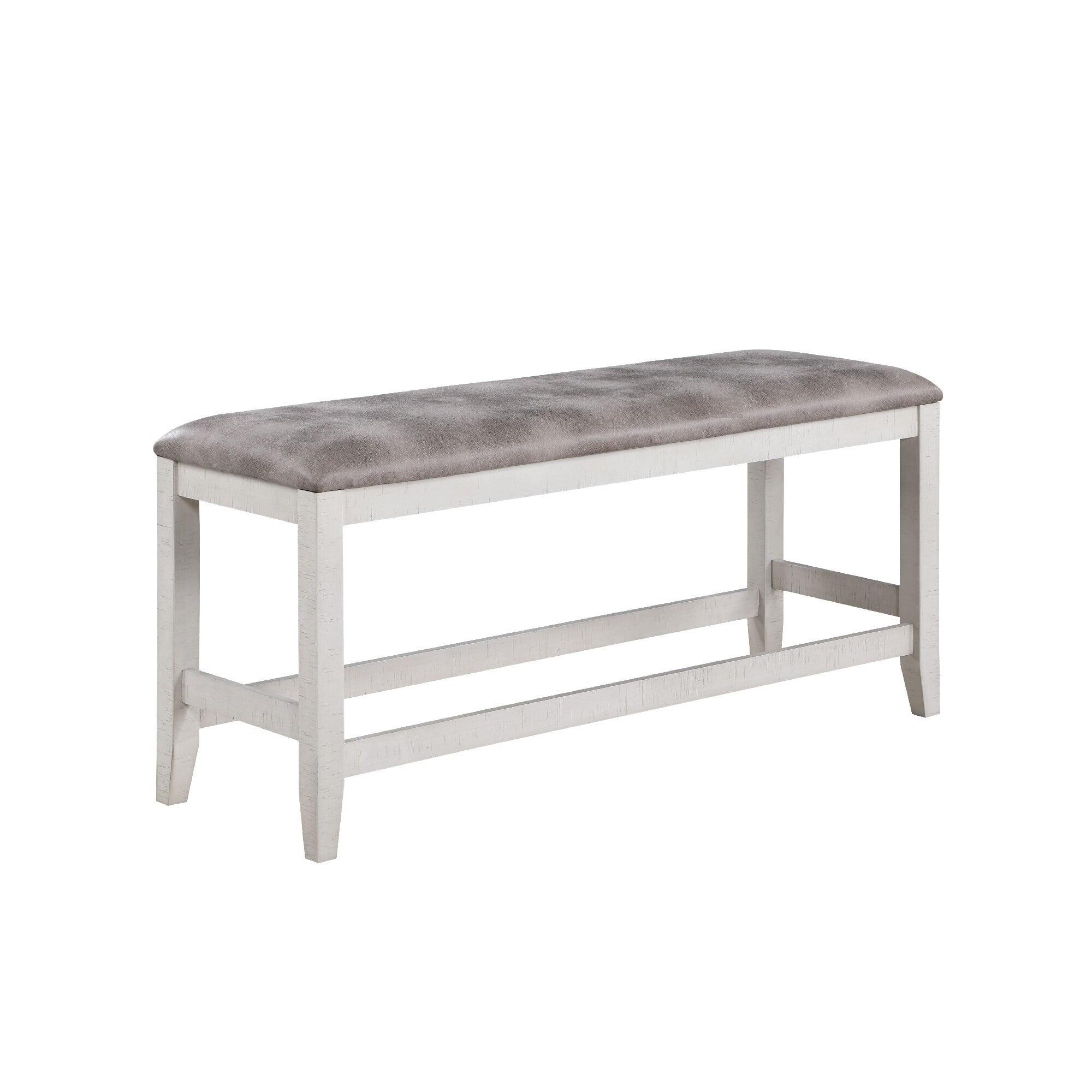 Jay 54" White Rubberwood Counter Height Upholstered Bench