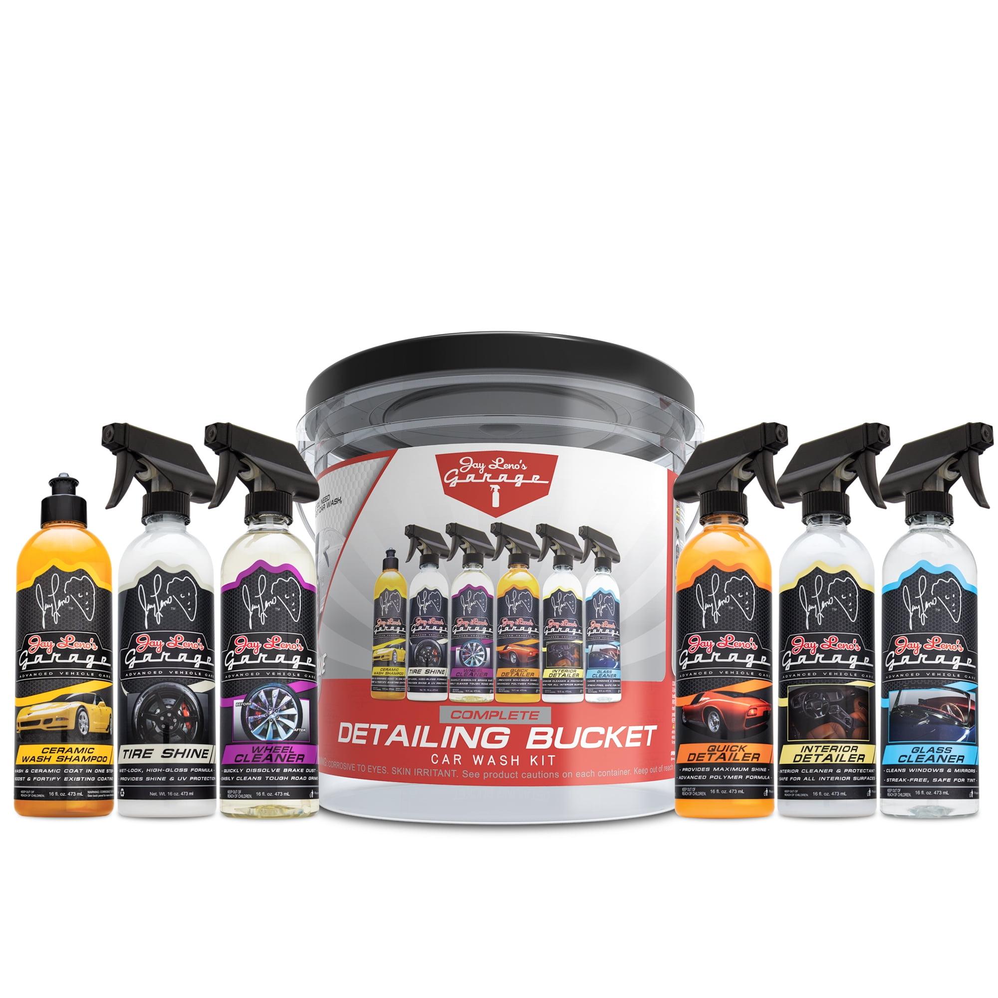 Jay Leno's Garage Complete Detailing Bucket Car Wash Kit - 8-Piece All-in-One Car Care Set