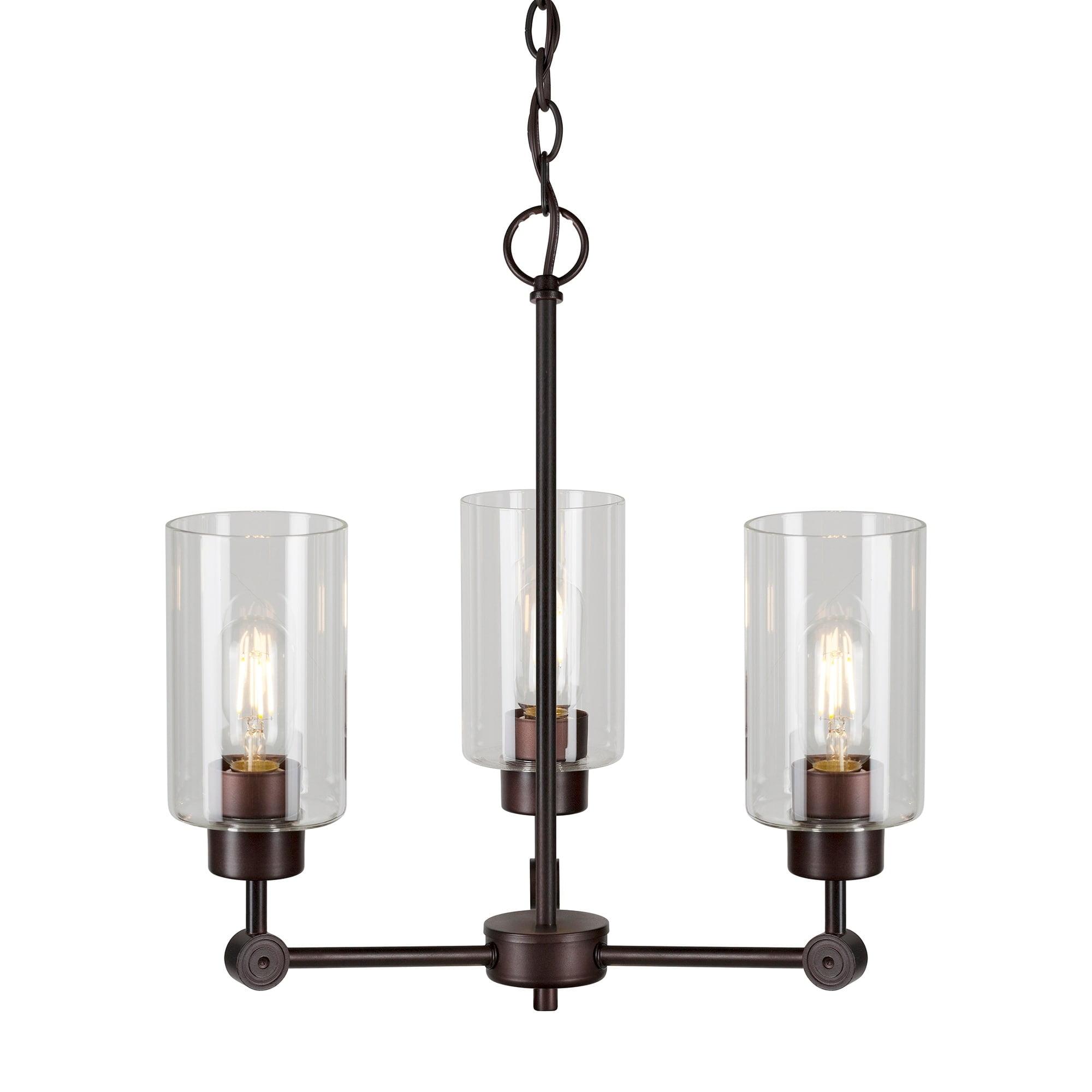 Jayden 3-Light Antique Bronze Chandelier with Clear Glass - Antique Bronze