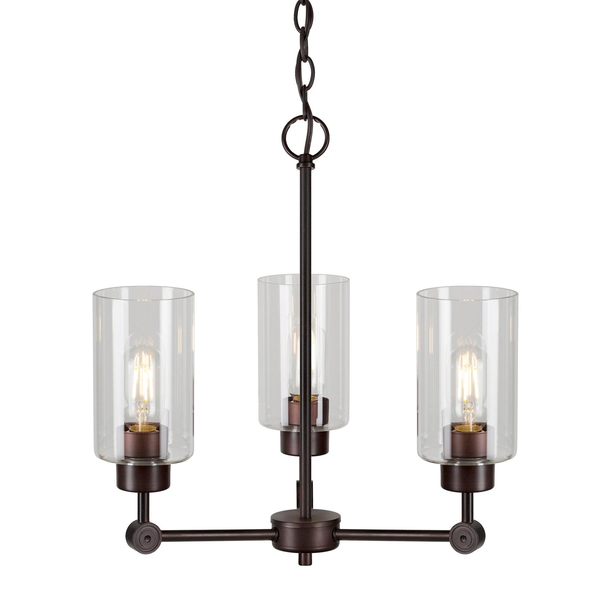 Jayden Antique Bronze 3-Light Chandelier with Clear Glass Shades