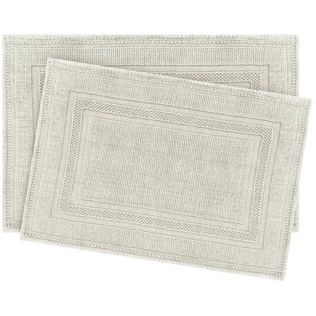 Jean Pierre Cotton Stonewash Racetrack 2-Piece Bath Rug Set, Lt Gray