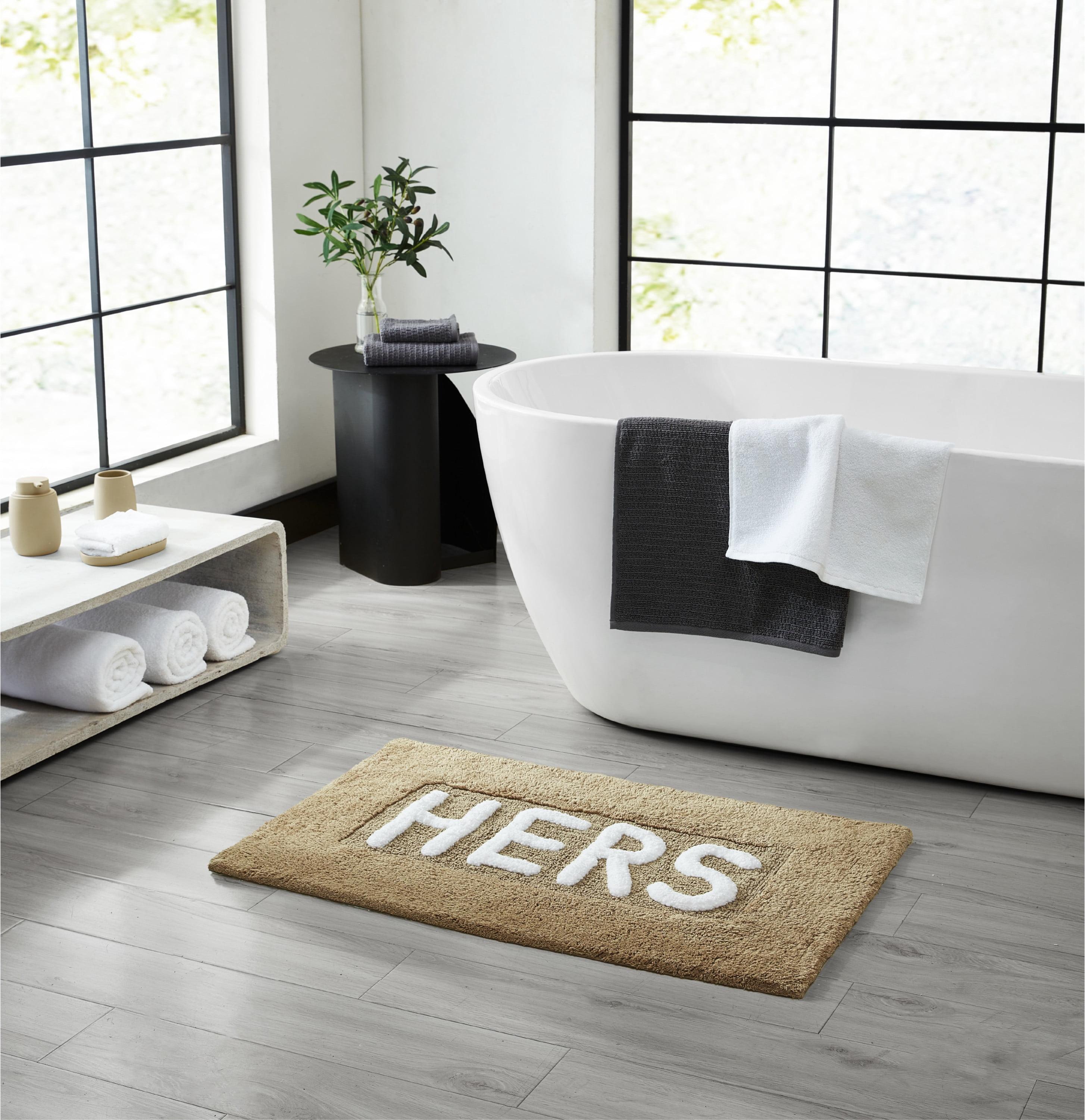 Jean Pierre "Hers" 21"x34" Cotton Bath Rug, Linen