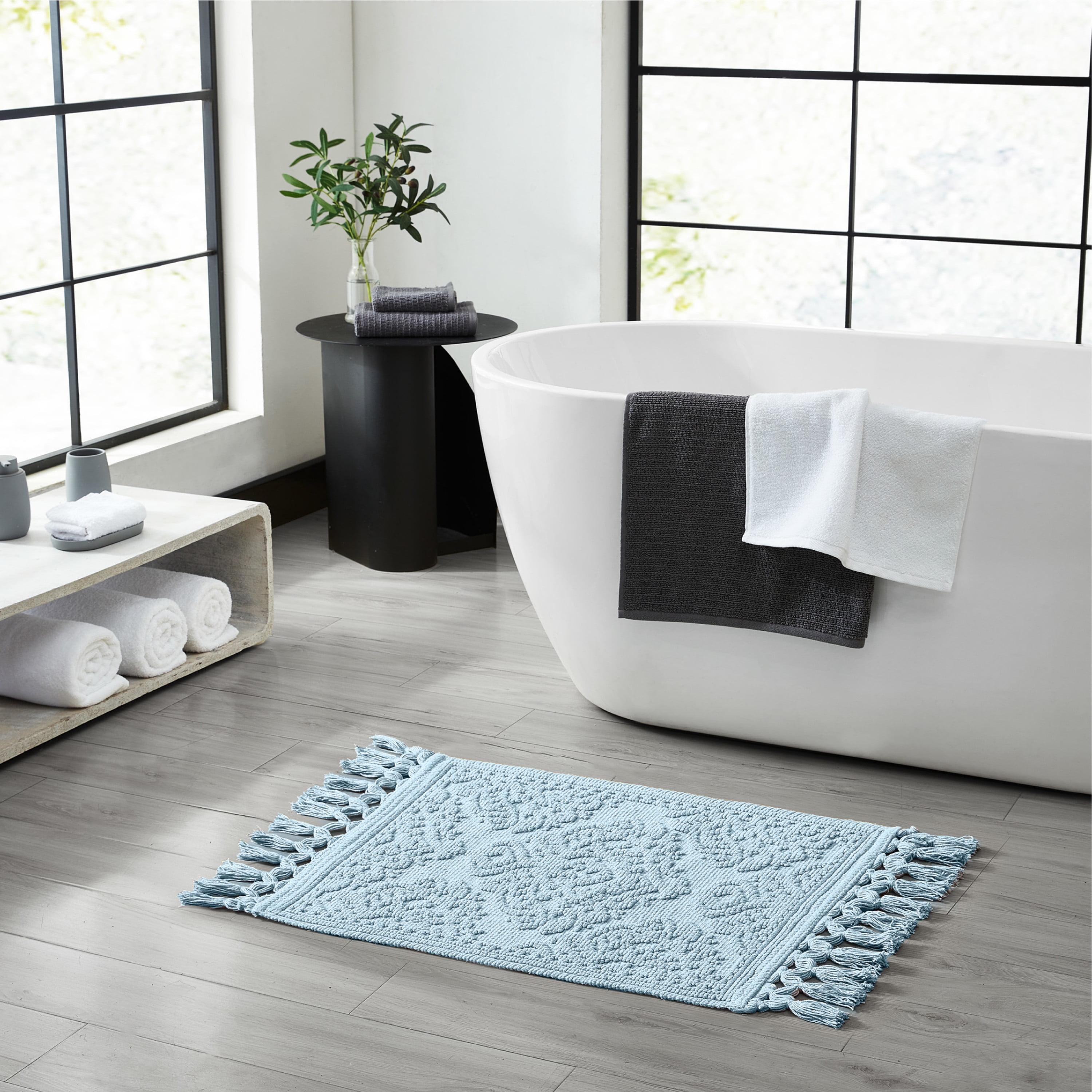 Jean Pierre Ricardo Cotton Fringe 21 x 34 in. Bath Rug, Light Blue