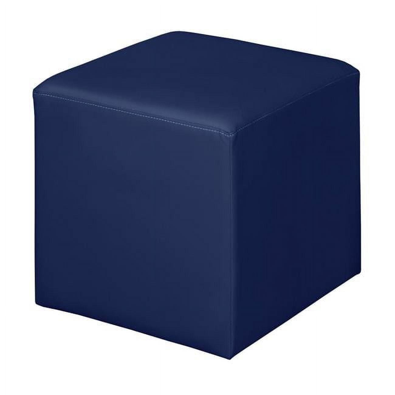 Regency Upholstered Soft Jean Plush Square Ottoman - Naval Blue