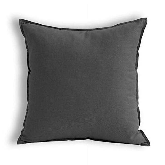 Jeanerlor Solid Cotton Linen Decoration Toss Throw Pillow Sham Cushion Case Dark Grey Pillow Cover Delicate Decorative Pillowcase for Bed/Chair/Couch, 18"x18"(45 x 45cm), Dark Grey