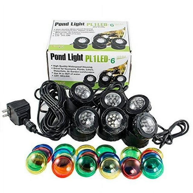 Jebao pl1led6 JPL1-LED6 Submersible Pond LED Light with Colored Lenses, Black
