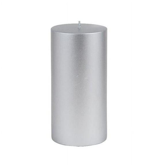 Jeco CPZ-106 3 x 6 in. Pillar Candle, Metallic Silver