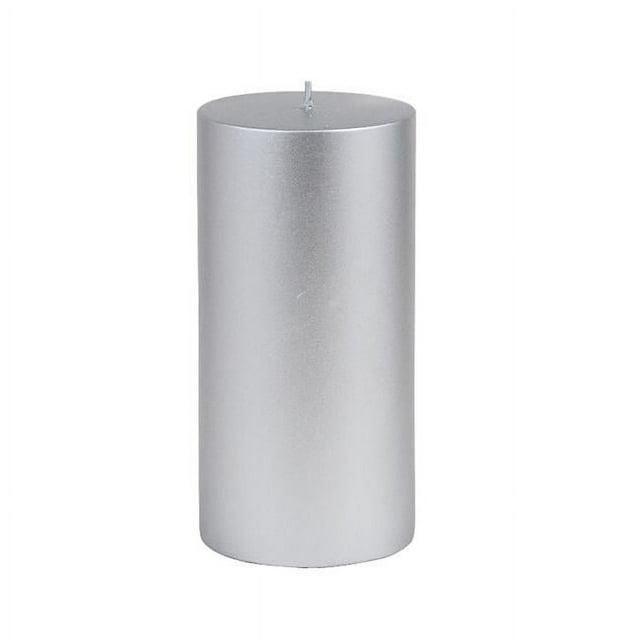 Jeco CPZ-106 3 x 6 in. Pillar Candle, Metallic Silver