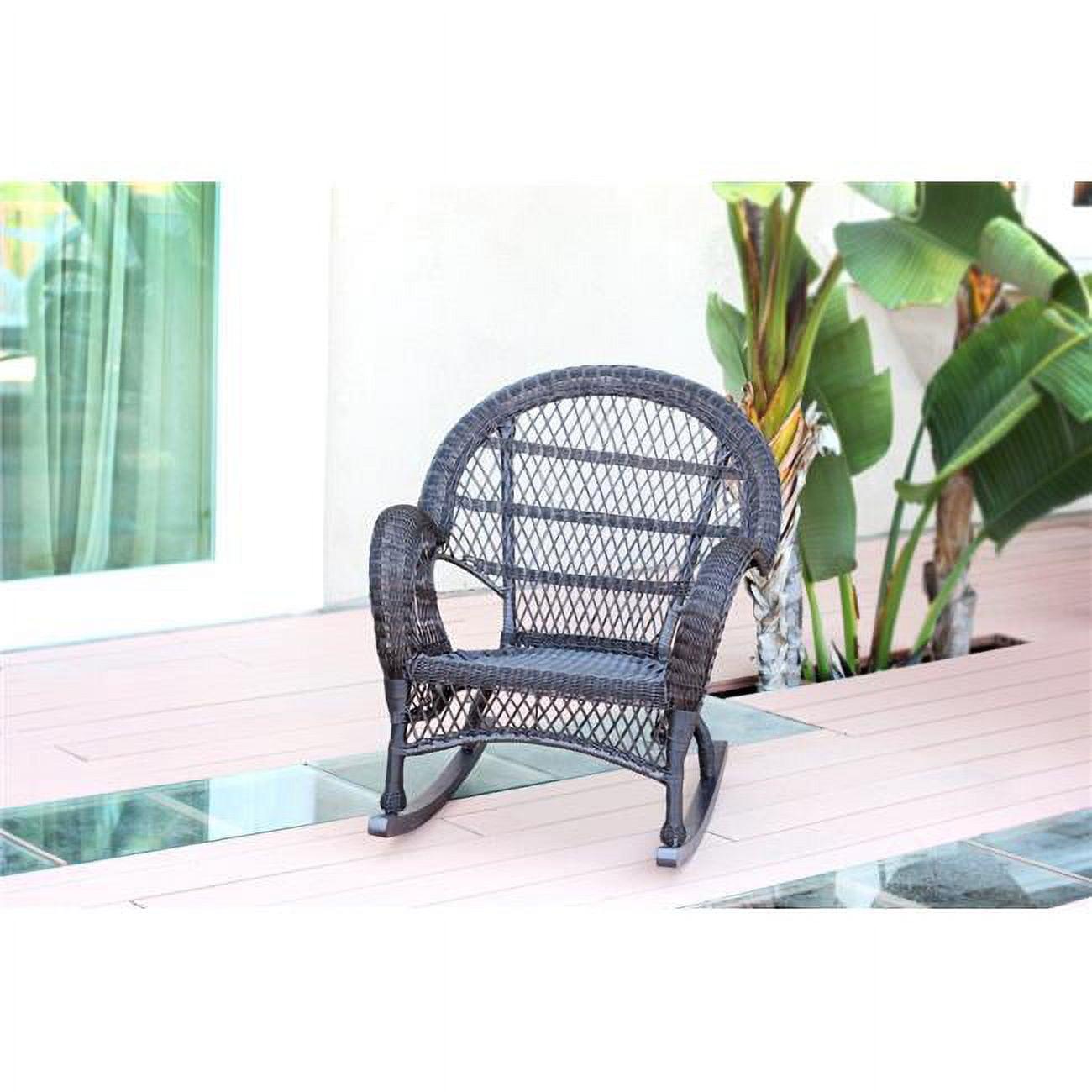 Espresso Wicker Rocking Chair with Steel Frame