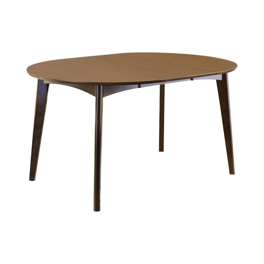Contemporary Mid-Century Dark Walnut Extendable Oval Dining Table