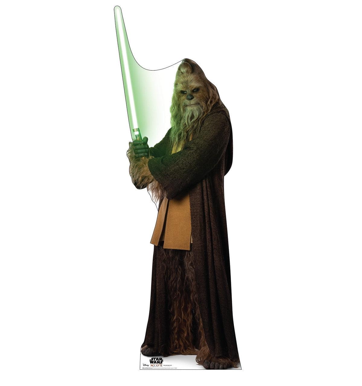 Life-Size Jedi Master Kelnacca Cardboard Cutout with Green Lightsaber