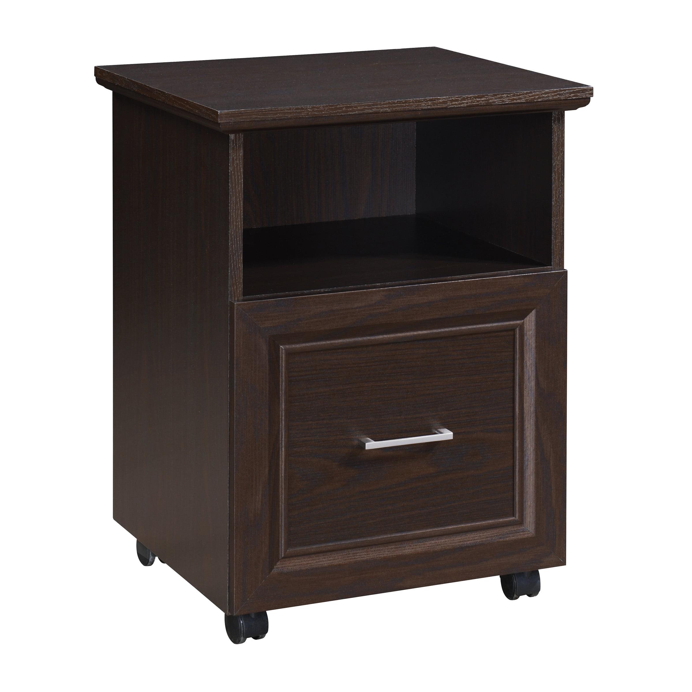 Espresso Engineered Wood Rolling File Cabinet with Lockdowel