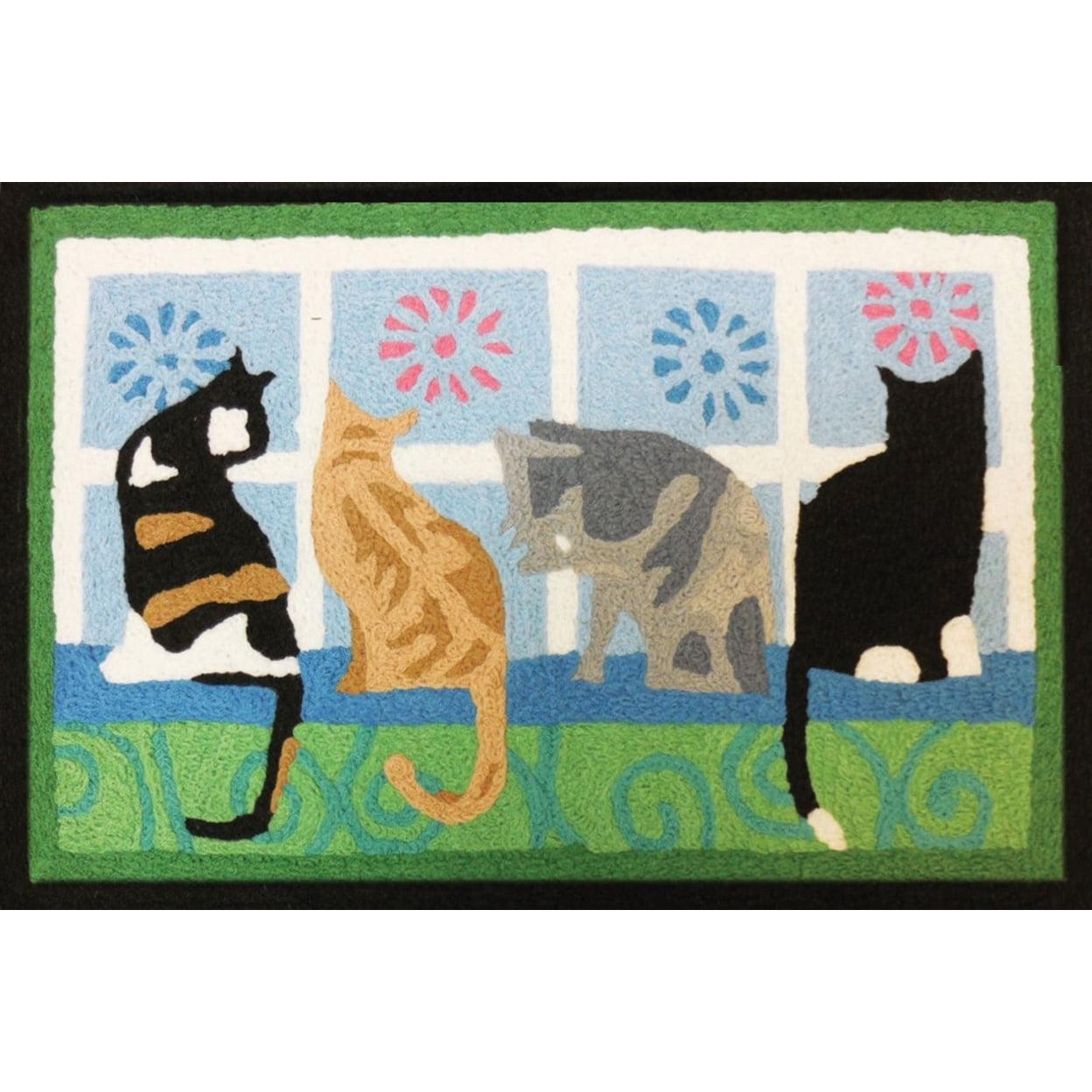 Jellybean - Kitties In The Window Polyester Accent Rug - Multicolored - 30 in. x 20 in.