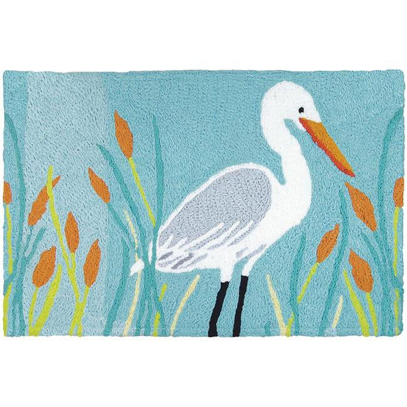 Coastal Blue and Gray Egret Rectangular Accent Rug