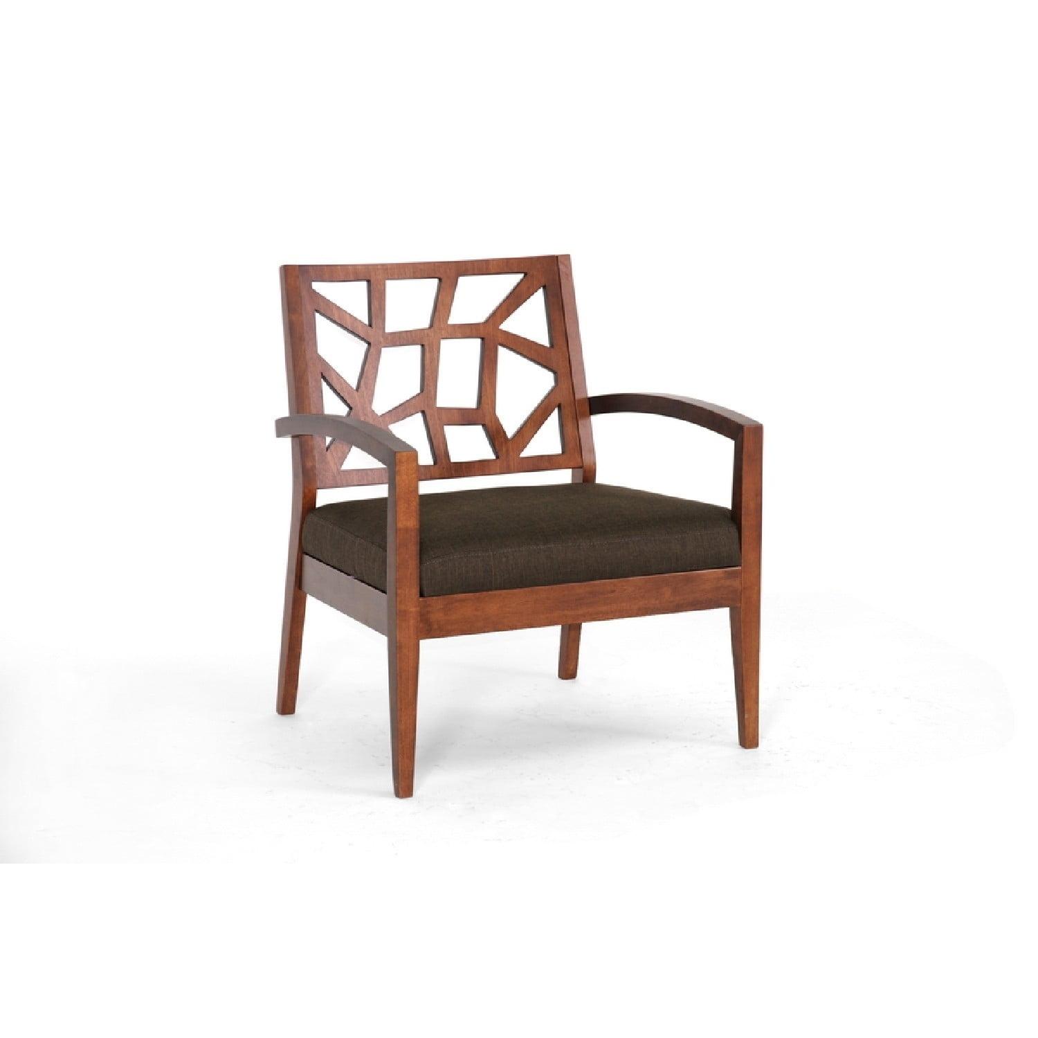 Danish Modern Dark Brown Microfiber Lounge Chair with Walnut Veneer