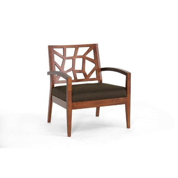 Jennifer Modern Lounge Chair Dark Brown - Baxton Studio: Danish Style, Upholstered, Walnut Veneer, Indoor Use