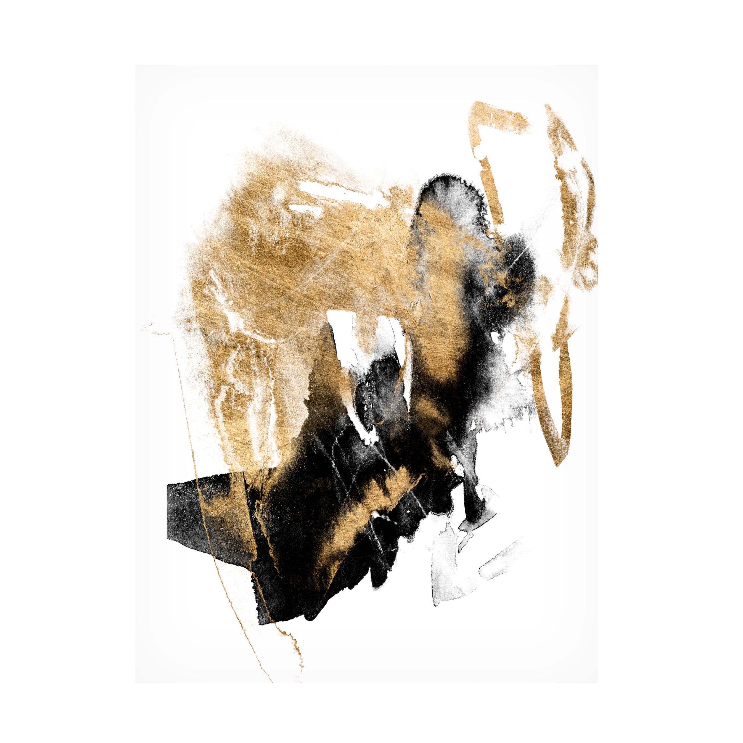 " Black And Gold Splash I " by Jennifer Goldberger Painting Print