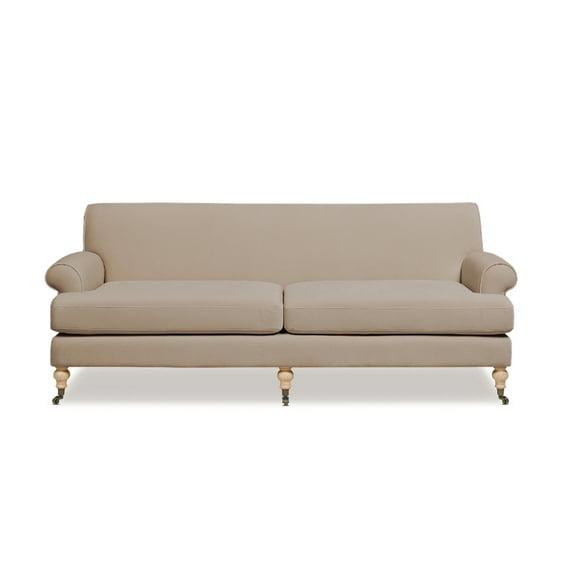Jennifer Taylor Home Alana 88" Lawson Living Room Two-Cushion Tightback Sofa Couch with Metal Casters, Mink Beige