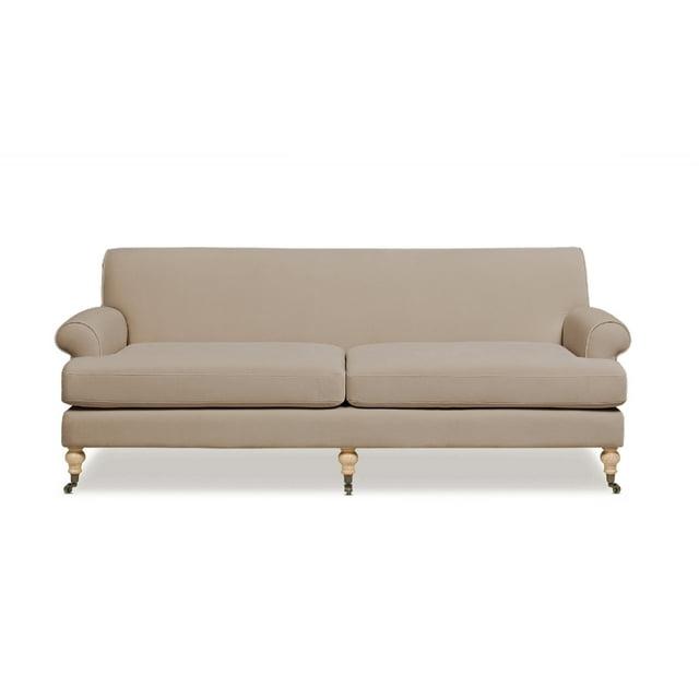 Jennifer Taylor Home Alana 88" Lawson Living Room Two-Cushion Tightback Sofa Couch with Metal Casters, Mink Beige