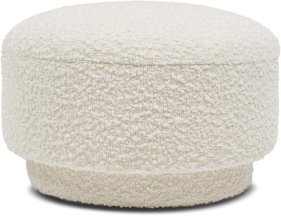 Fuji 15" Mushroom Footstool Ottoman Ivory White Boucle