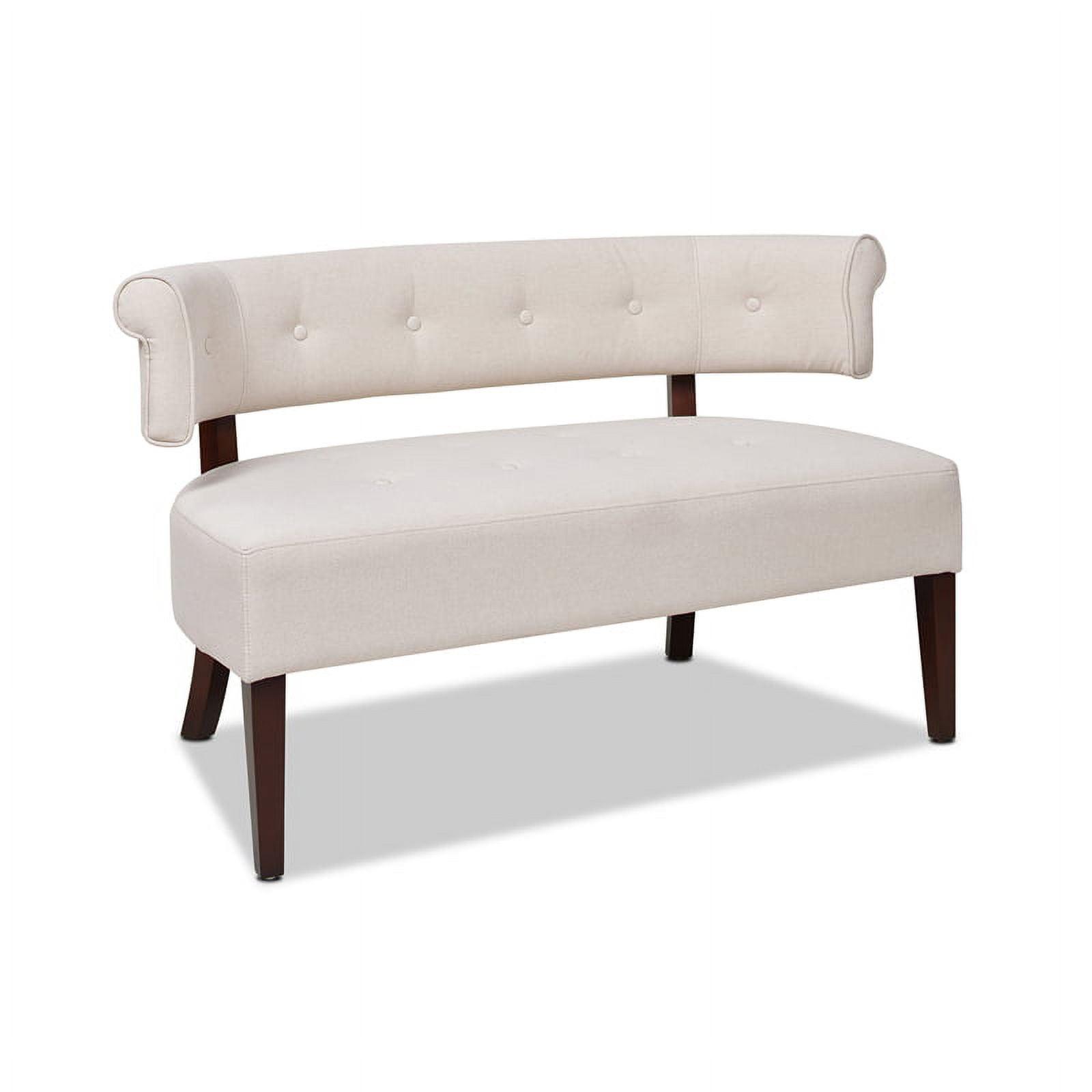 Jennifer Taylor Home Jared Roll Arm Tufted Polyester Fabric Bench, Sky Neutral Beige