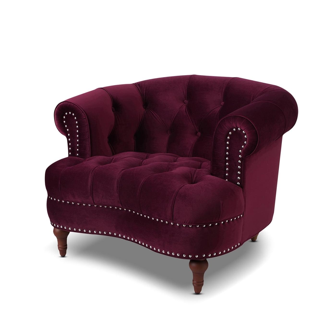 Jennifer Taylor Home La Rosa 42" Victorian Tufted Upholstered Living Room Accent Chair, Burgundy