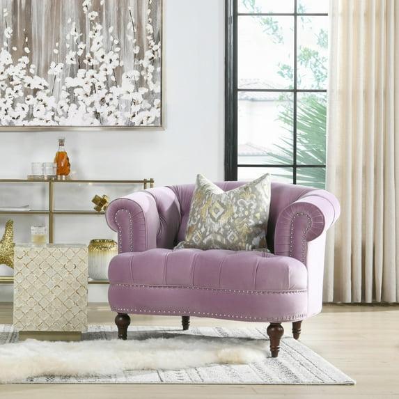 Jennifer Taylor Home La Rosa 42" Victorian Tufted Upholstered Living Room Accent Chair, Lavender