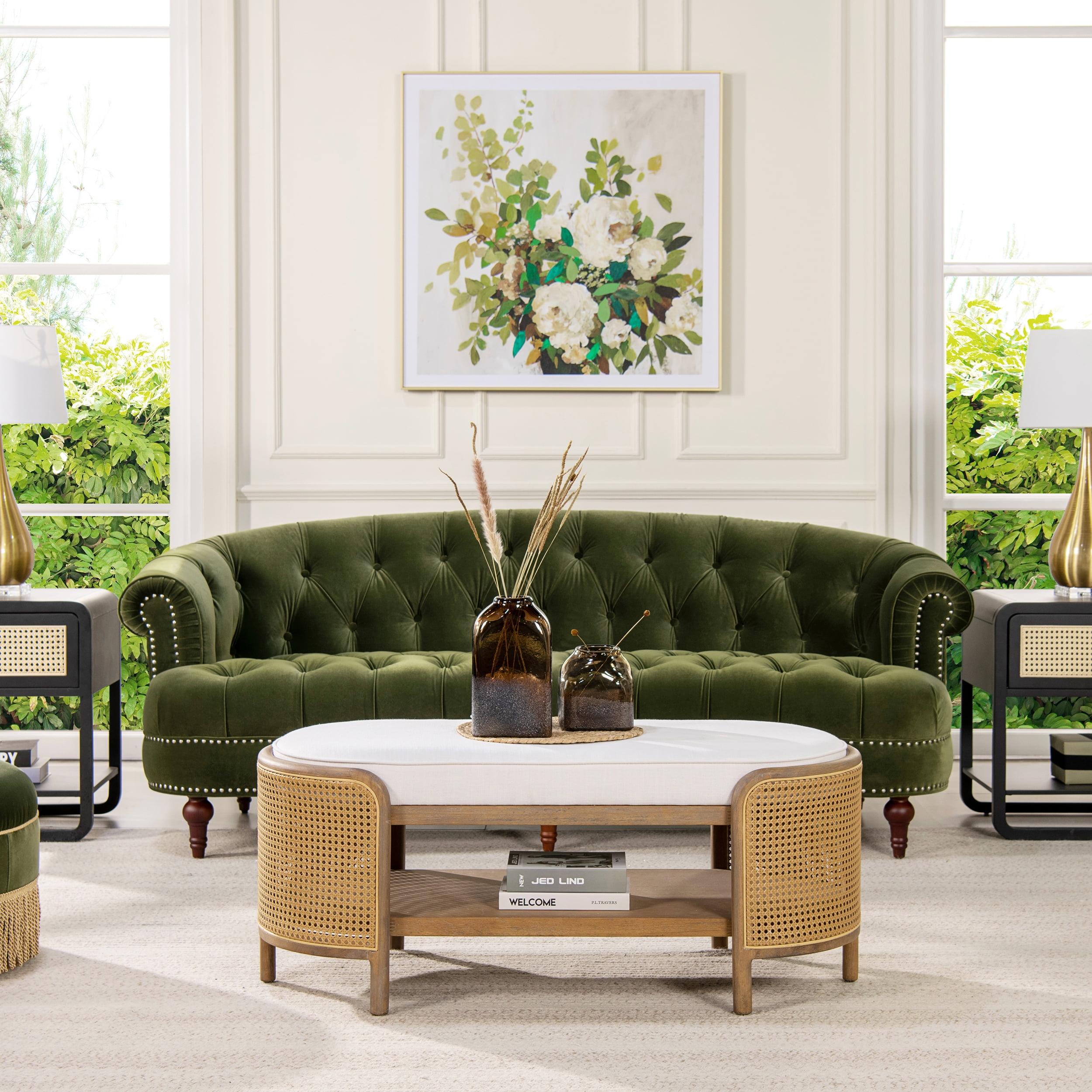 Jennifer Taylor Home La Rosa 84" Victorian Chesterfield Living Room Tufted Sofa Couch, Olive Green