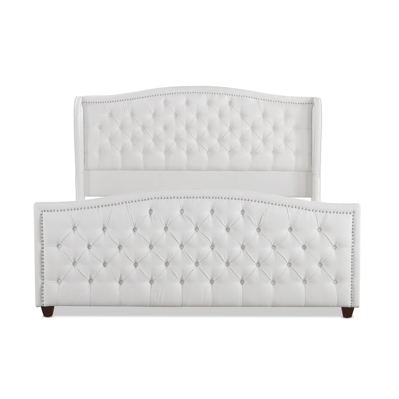 Jennifer Taylor Home Marcella Tufted Wingback King Bed Antique White