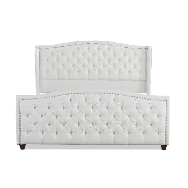 Jennifer Taylor Home Marcella Tufted Wingback King Bed Antique White