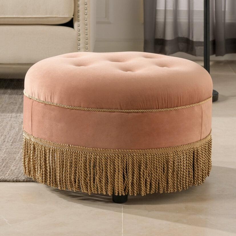 Yolanda Tufted Decorative Round Ottoman Orange