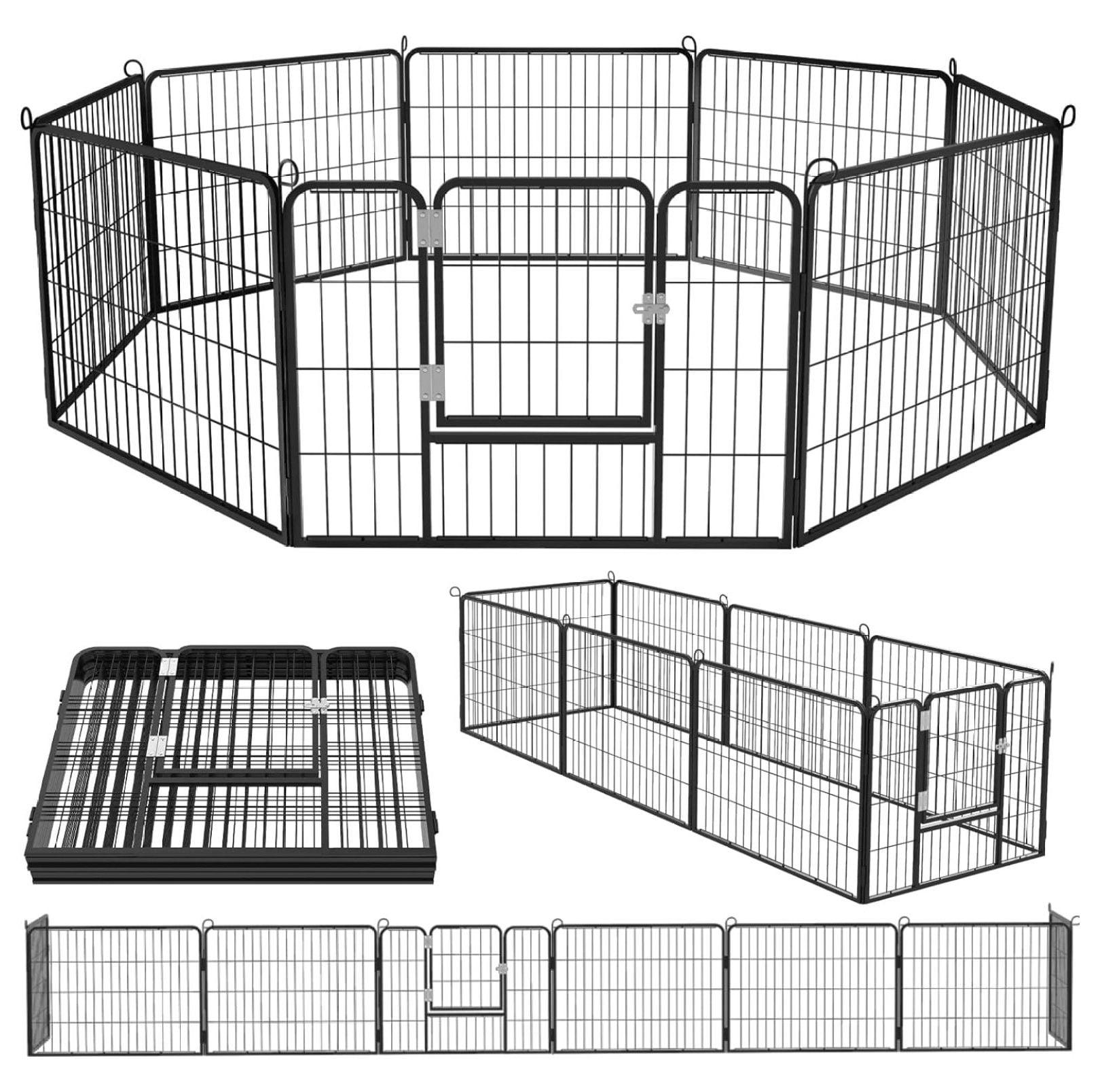JepoIA Heavy Duty Metal Dog Playpen for Medium/Small Animals, 8 Panels 24”Height x 27" Width, Dog Fence Exercise Pen with Doors, Pet Puppy Outdoor Playpen Pen for Outdoor, Indoor, RV, Camping, Yard