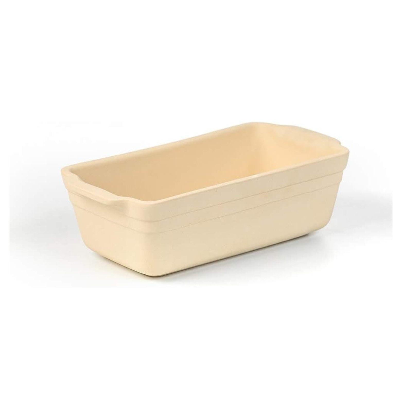 Beige Rectangular Stoneware Non-Stick Loaf Pan