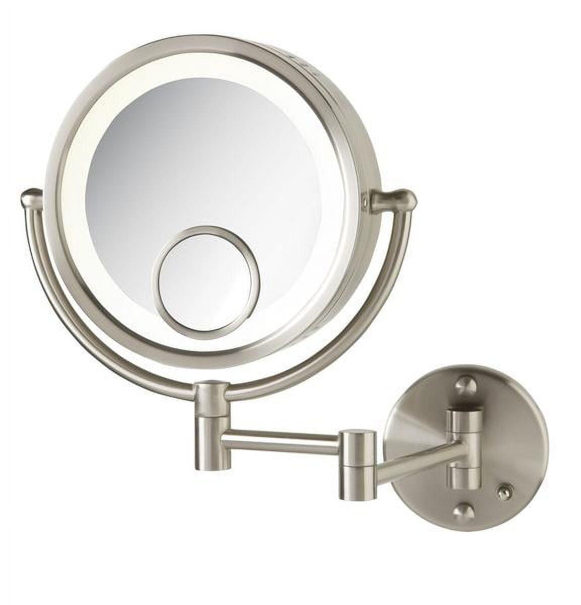 Warthen 8.5" Lighted Wall Mount Magnified Makeup Mirror, Plug In