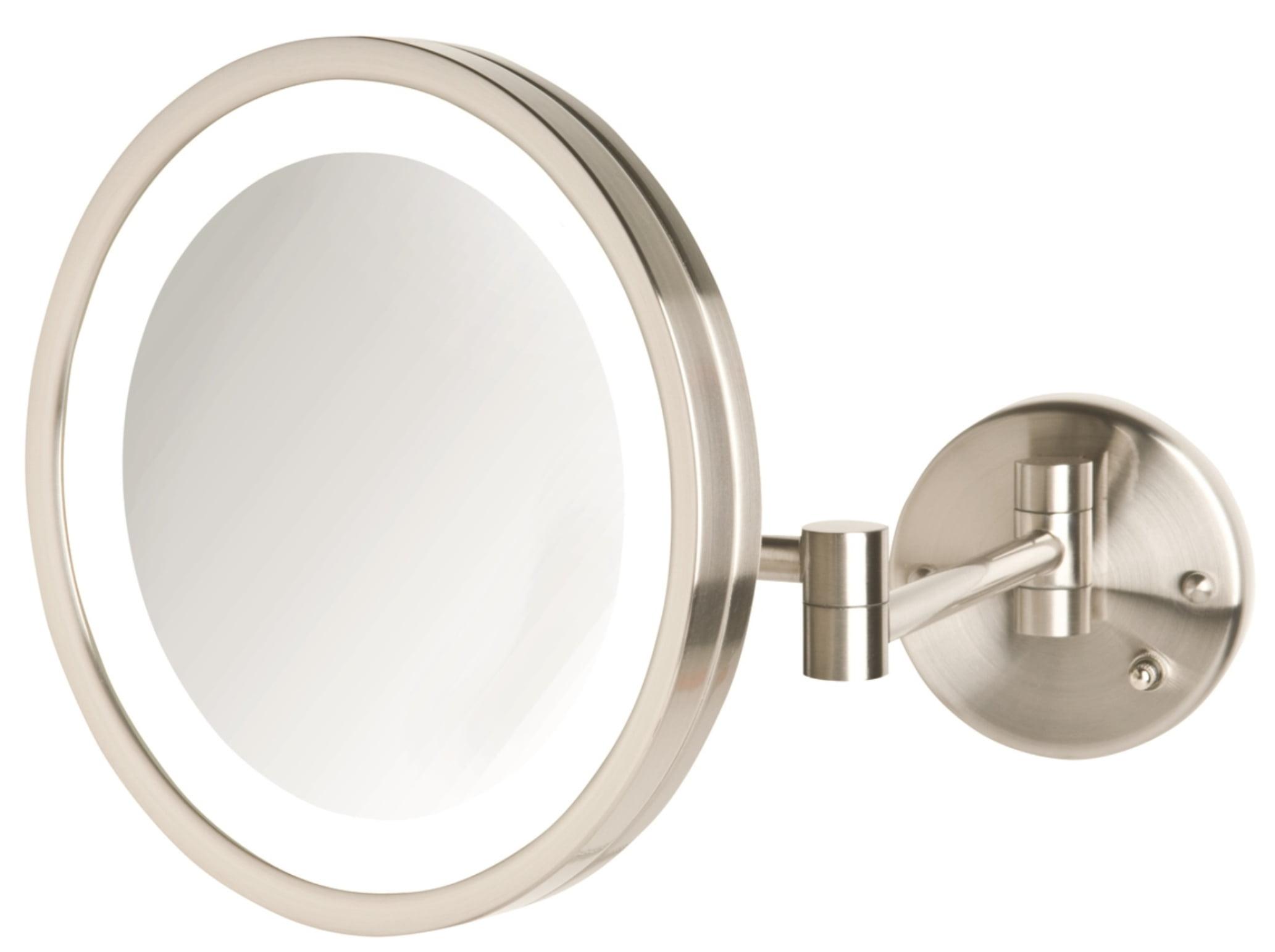 Elegant Nickel Finish LED Wall Mounted Magnifying Makeup Mirror