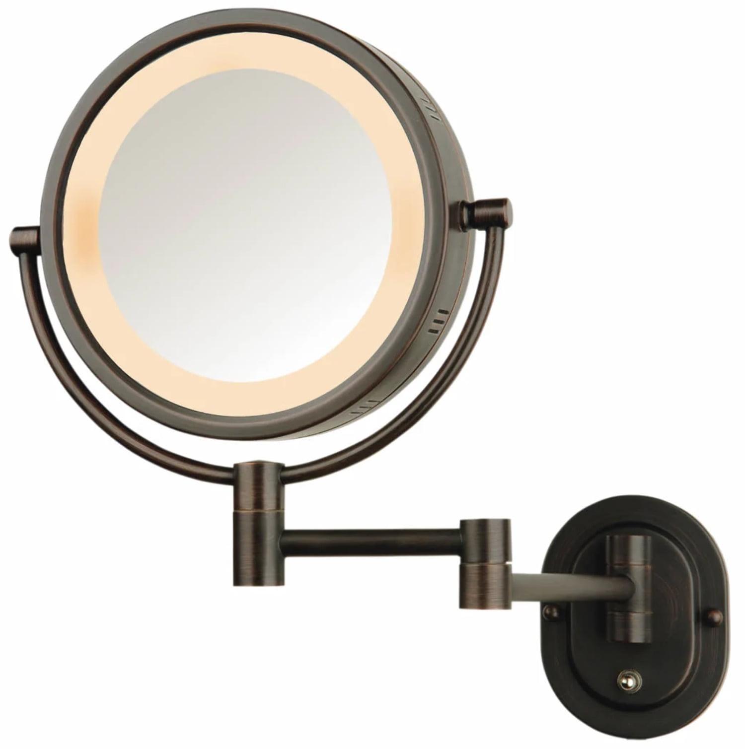 Bronze Lighted Wall Mounted Round Makeup Mirror