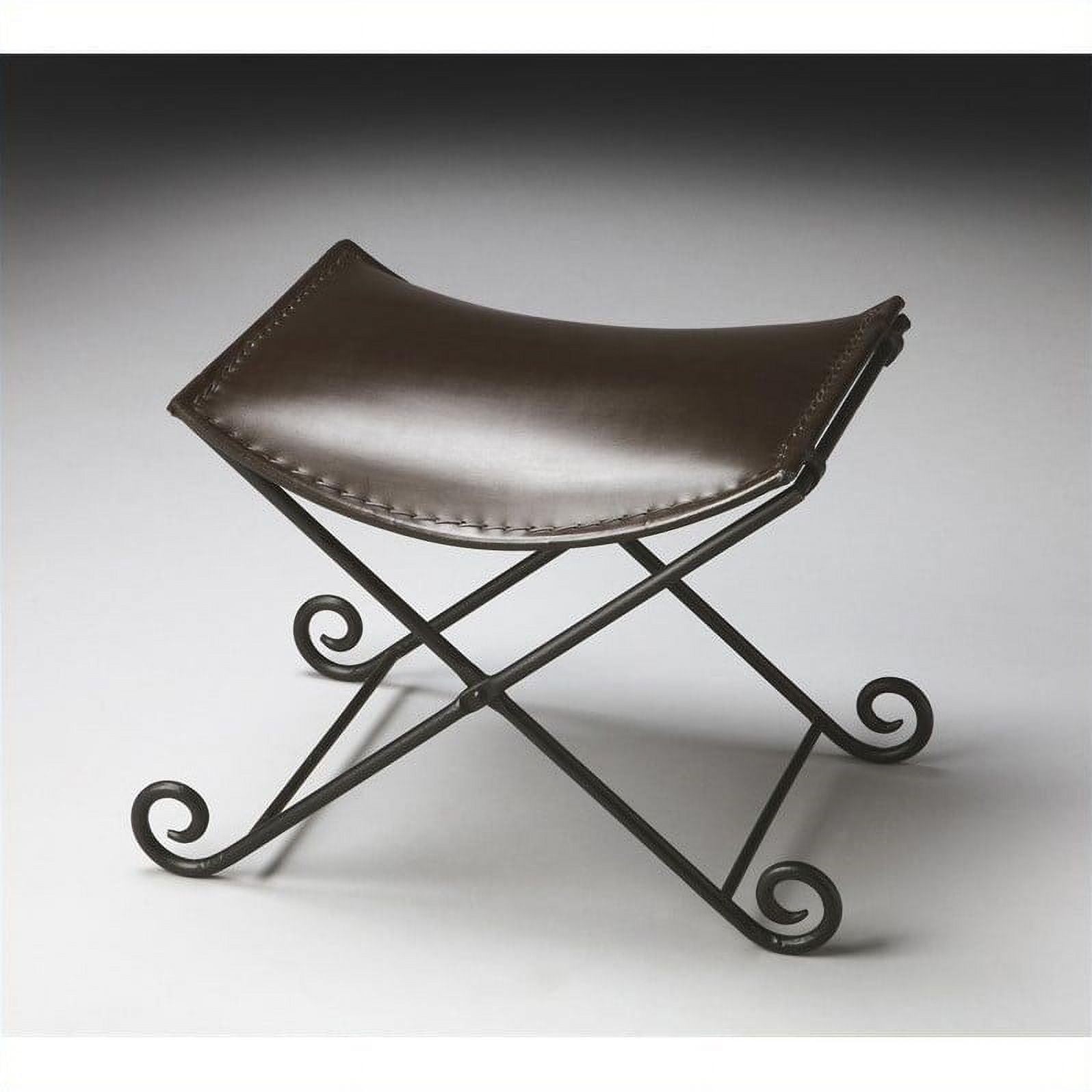 Jeremy Leather & Metal  22"W Stool in Multi-Color  2892025