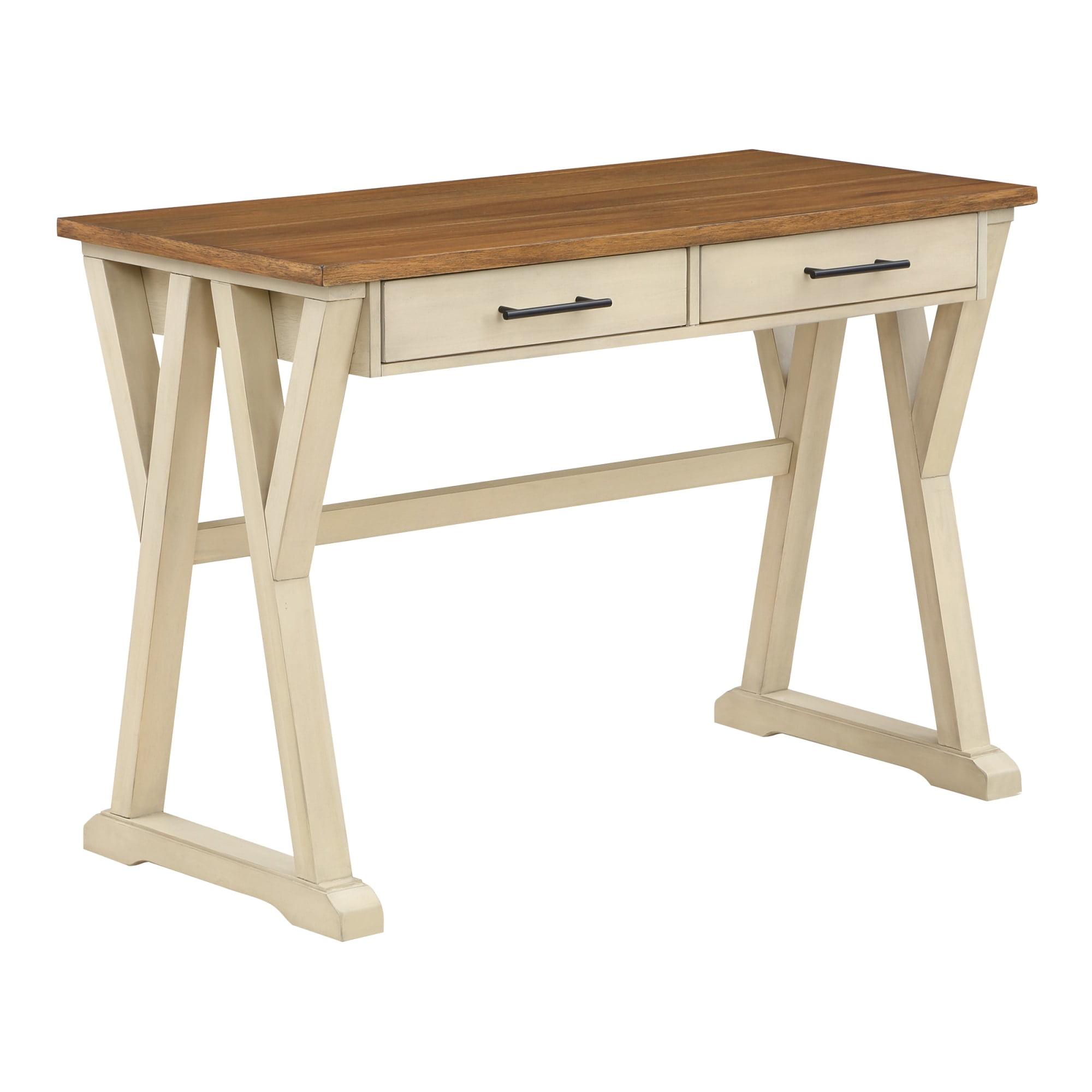 Jericho Rustic Writing Desk w/ Drawers  in Antique White in Engineered Wood