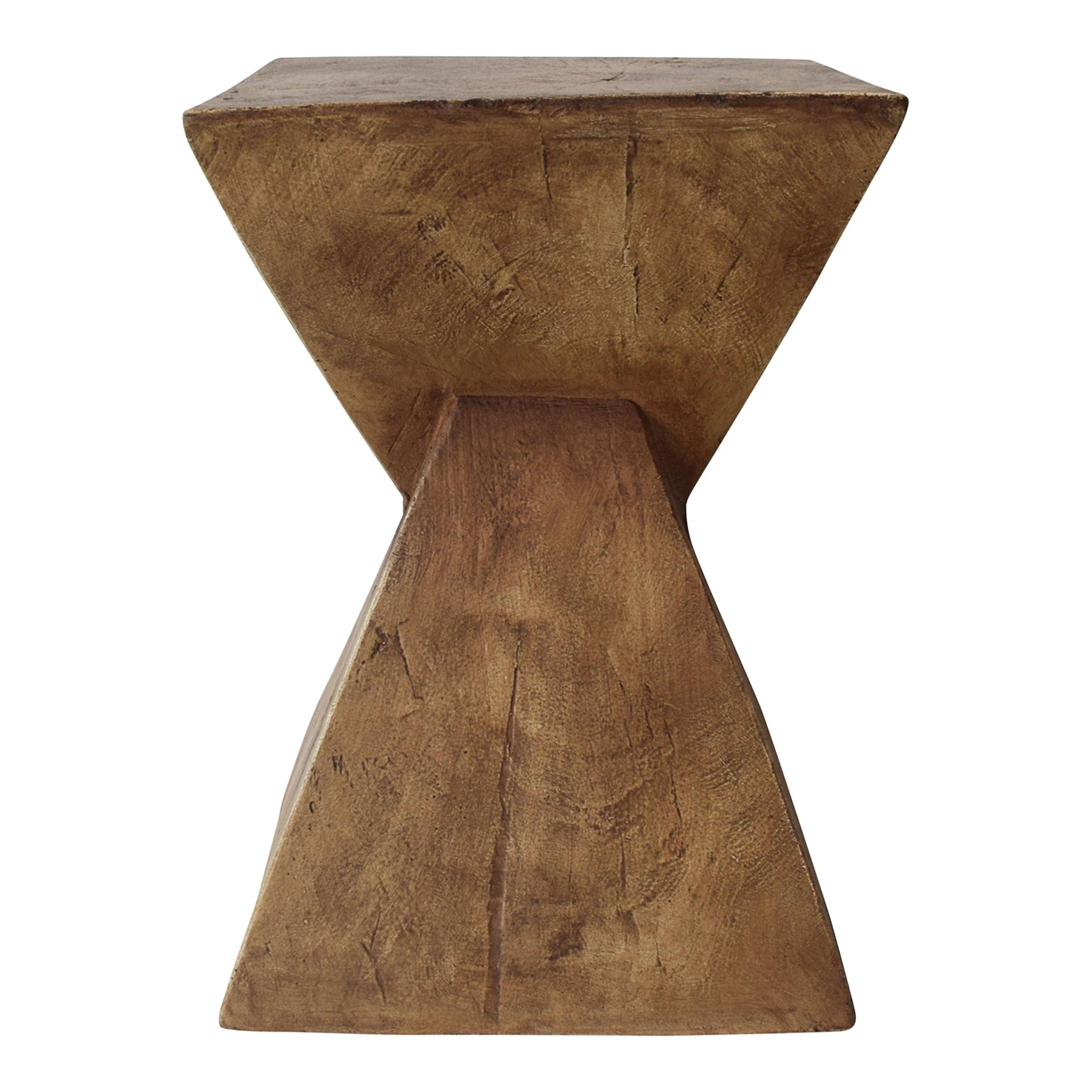 Twisted Hourglass Modern Accent Table in Wood Finish