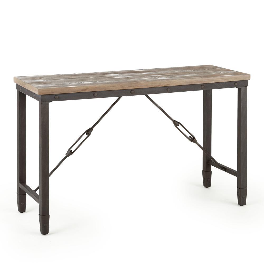 Jersey Industrial Console Table  Antique Tobacco Brown top with Black metal base