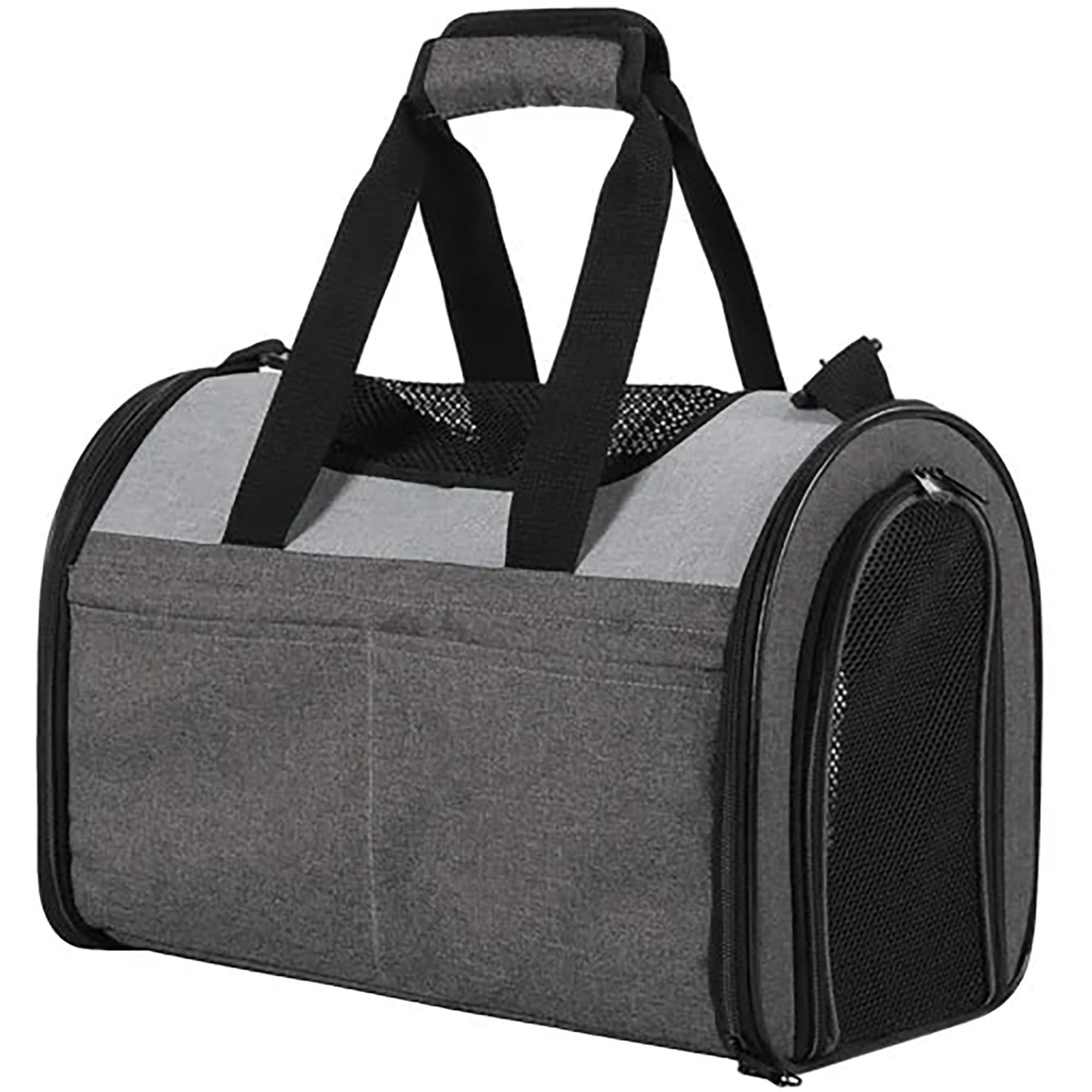 Gray Soft-Sided Airline Approved Pet Carrier for Small Pets