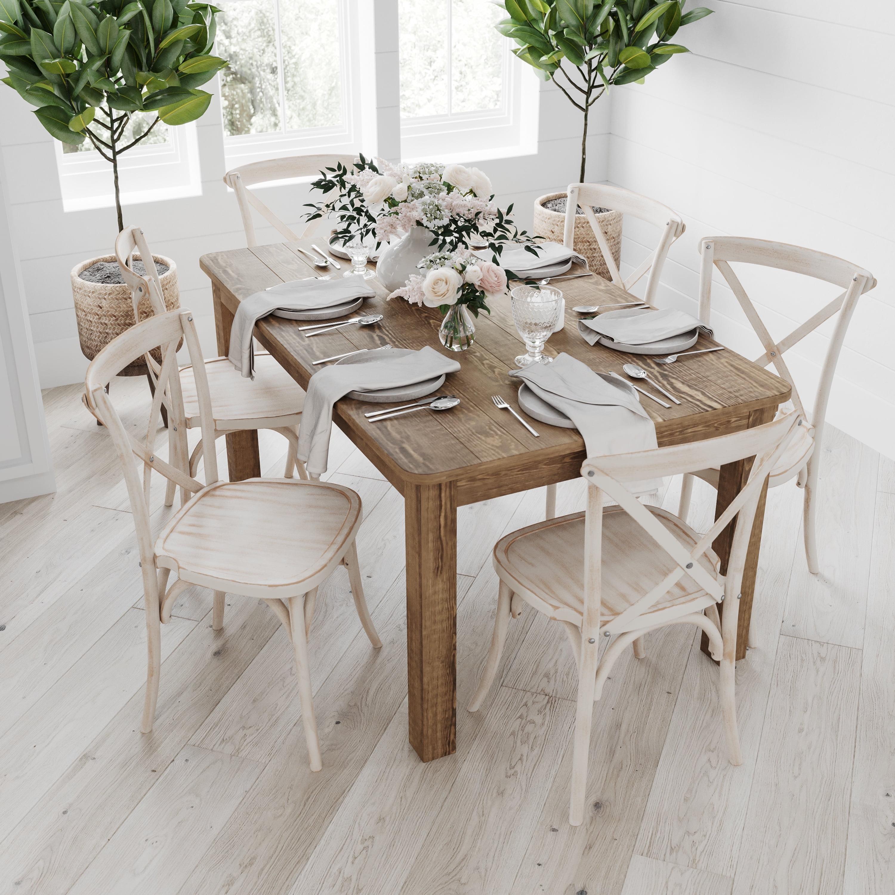 Antique Rustic Solid Pine Rectangular Farmhouse Dining Table