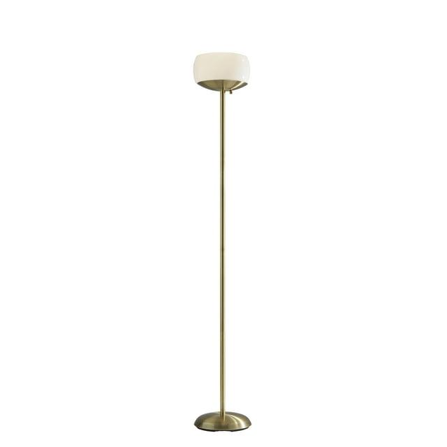 Jessica 300W Torchiere Antique Brass - Adesso: ETL Listed, Dimmable Glass Shade, Metal Body, No Tools Assembly
