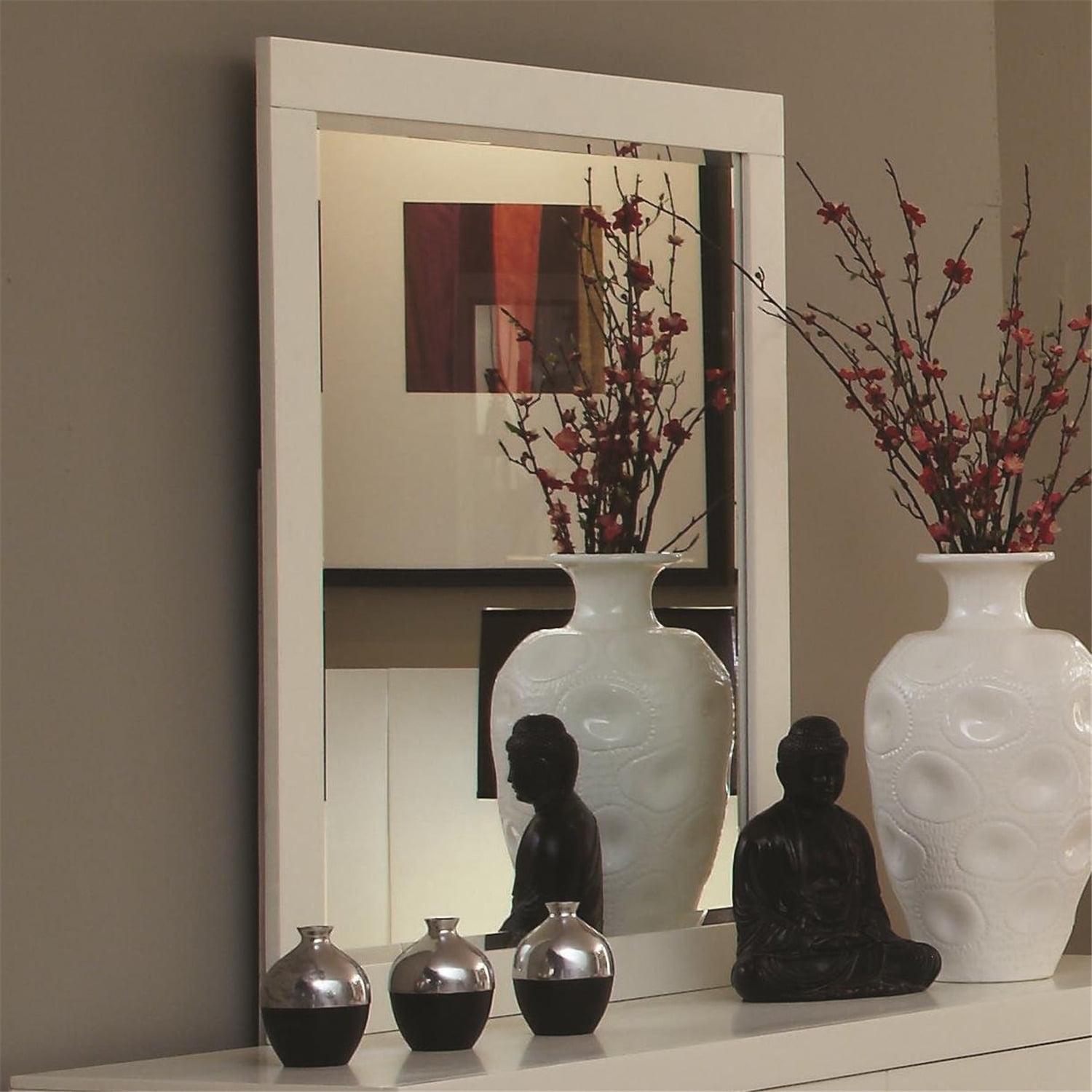 Jessica White Rectangular Wood Dresser Mirror