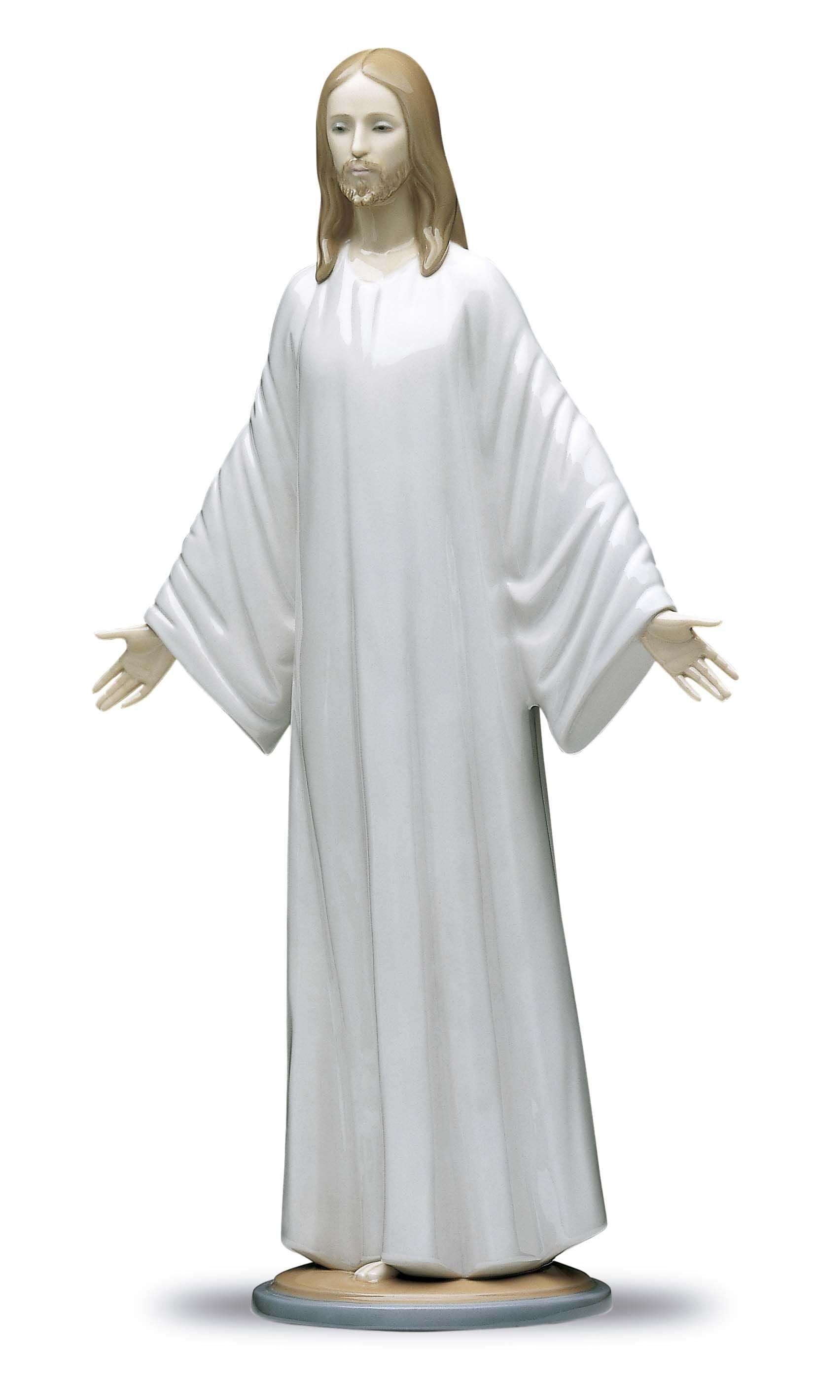 Serene Grace Porcelain Jesus Christ Statue 15" White