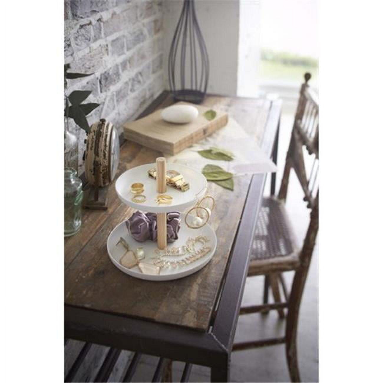 Yamazaki Home Tiered Accessory Trays, Steel + Wood
