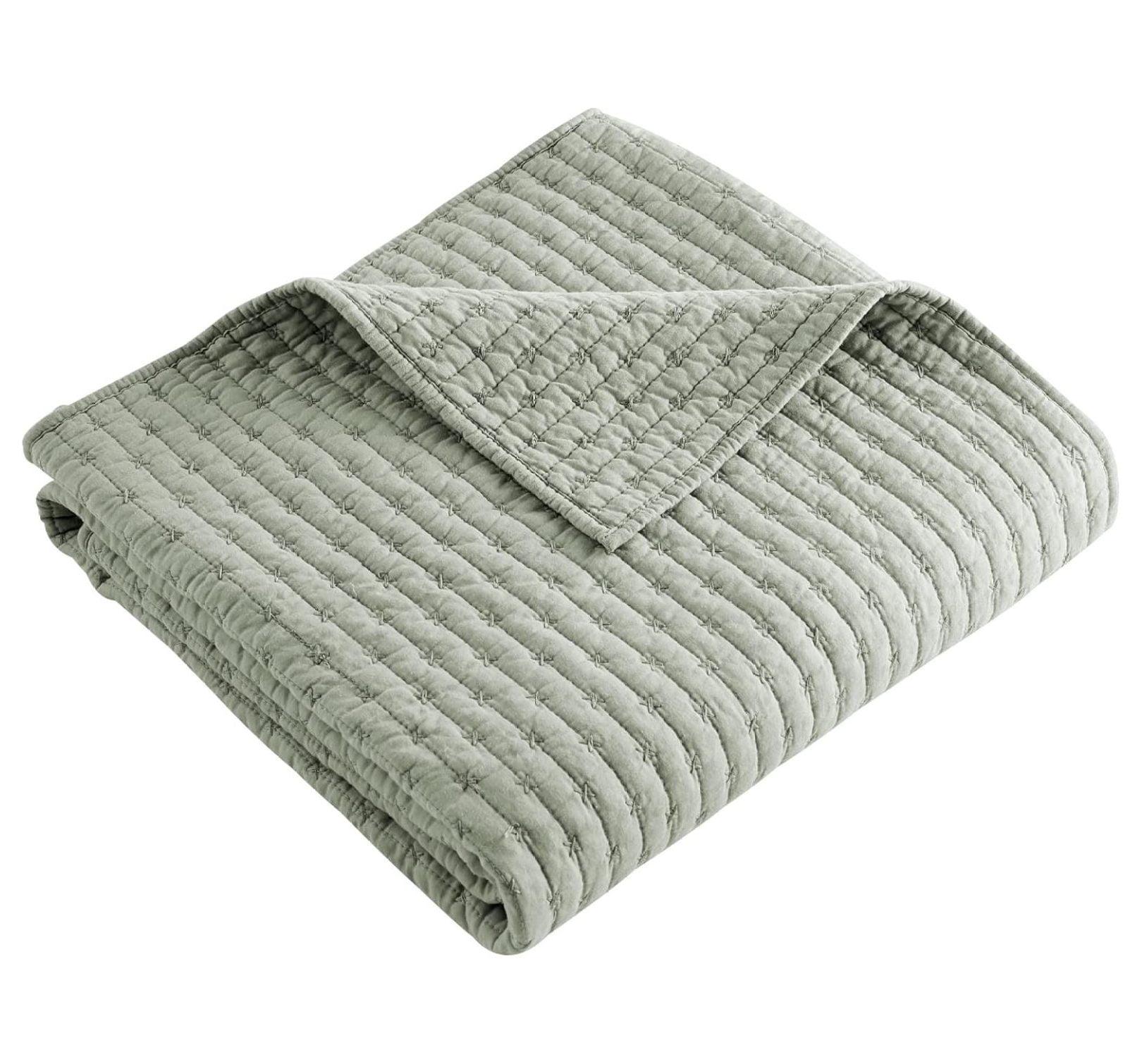 Desert Sage Cotton Reversible Quilted Throw Blanket 50x60in