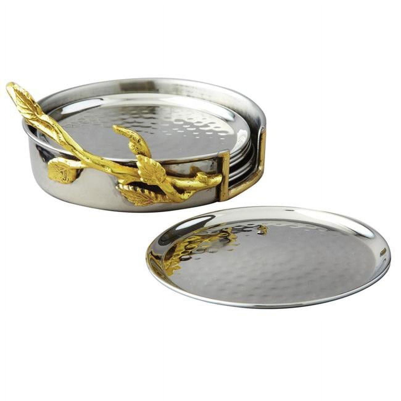 Jiallo 70047 4 in. Dia. Hammered Coaster Set - 7 Piece