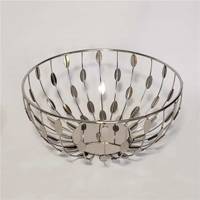 Jiallo 11" Silver Metallic Round Metal Basket